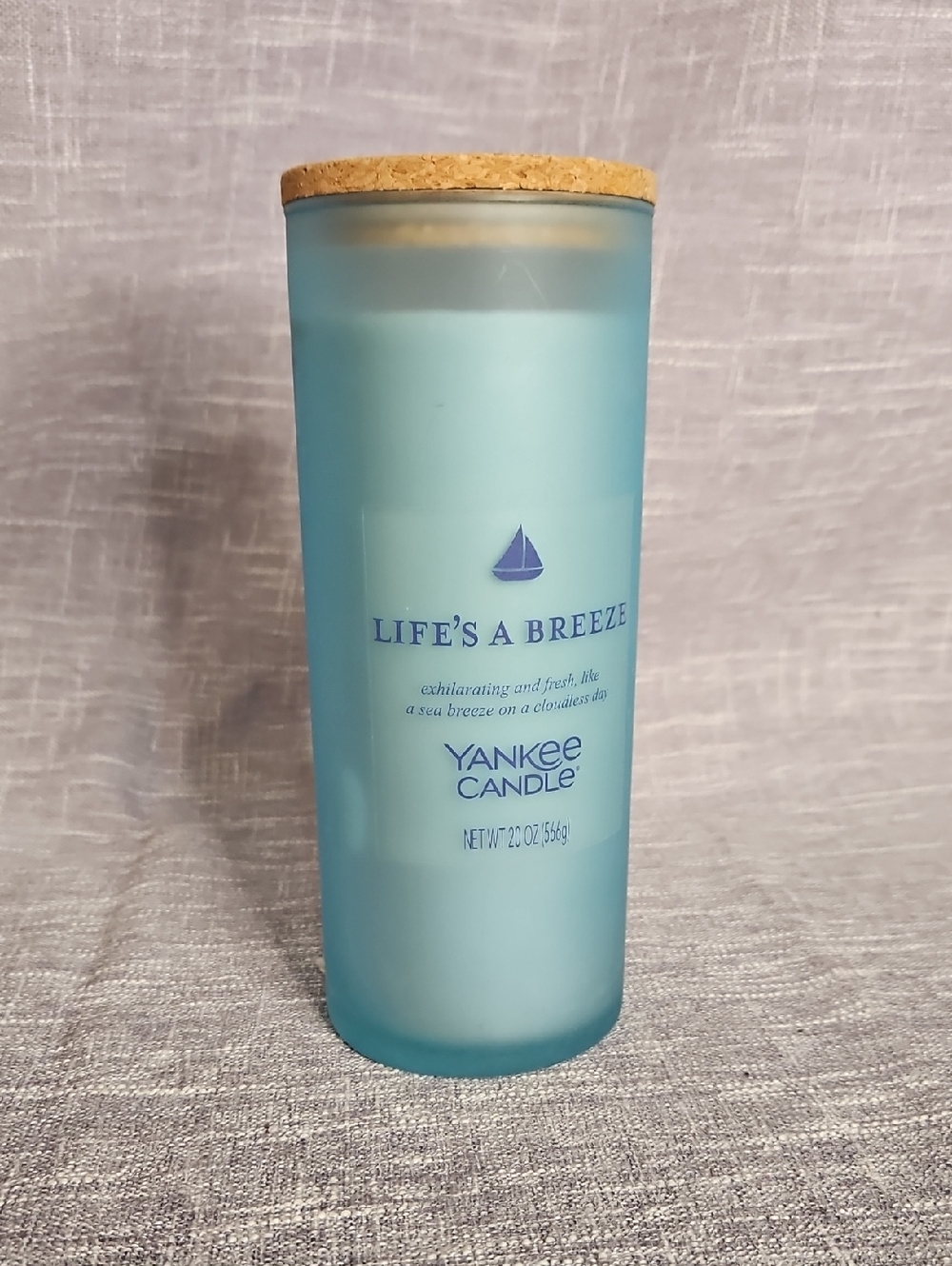 Yankee Candle Light Blue Frosted Jar with Cork Lid